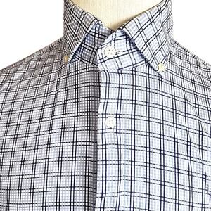Hugo Boss Mens L/S Dress Shirt Blue Check Size 15 32/33 Regular Fit Cotton
